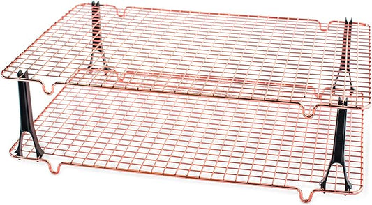 Nordic Ware Stackable Cooling 2 Copper Racks Plus 4 Snap-On Legs, 16.875 in × 11.5 in × 0.75 in