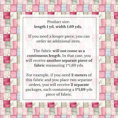 100% Cotton Fabric by the Yard – Turkish Quality Quilting & Sewing Fabric, 1 Yard x 1.69 Yards Wide, Patchwork Cotton for Crafts