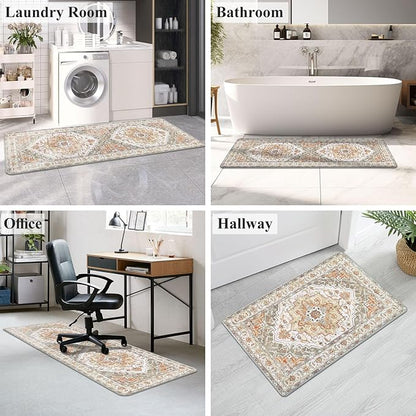 Cushioned Kitchen Rug Sets 3 Piece Anti Fatigue Mats for Floor Non Slip Waterproof Runner for Home Office, Sink, Laundry