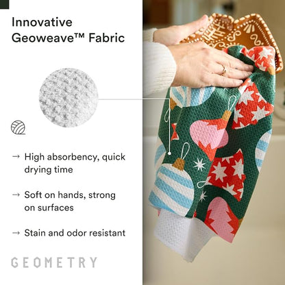 GEOMETRY Christmas Kitchen Towels - Quick Dry Microfiber Cloth Dish Towels for Kitchen Drying - Premium Quick Dry Towel - Ornamenta