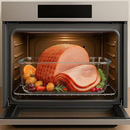 6000ml / 200oz / 26 Cup Large Glass Food Storage Container with Airtight Snap Lids Extra Large Borosilicate Glass Meal Prep Container for Roasting Turkey,Rotisserie Chicken,Baking Casserole,Oven Safe