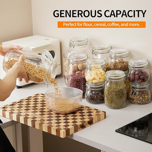 5 Pack 25oz Food Storage Jars with Airtight Lids, Preserving Seal Wire Clip Fastening Glass Containers, Canisters for Kitchen Organization, Flour, Cereal, Pasta, Sugar, Beans, Pickling Jars(25 Oz*5)