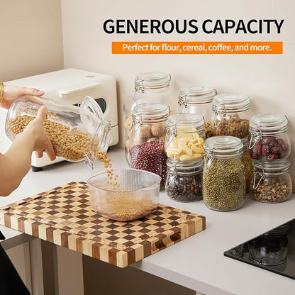 3 Pack 68oz Food Storage Jars with Airtight Lids, Preserving Seal Wire Clip Fastening Glass Containers, Canisters for Kitchen Organization, Flour, Cereal, Pasta, Sugar, Beans, Pickling Jars(68 Oz*3)