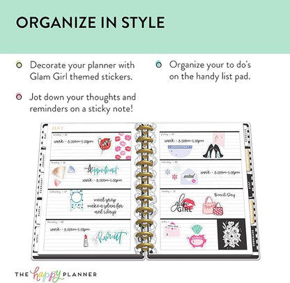 me & my BIG ideas Accessory Book Bundle - The Happy Planner Scrapbooking Supplies - Glam Girl Theme - 4 Sticky Note Pads & 1 ListPad - Multi-Color & Gold Foil Stickers - 20 Sheets, 636 Stickers Total