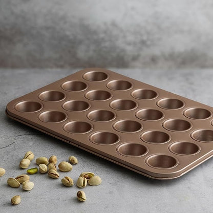 HAPPIELS 24 Cup Mini Muffin Pan Nonstick for Oven Baking, PFOA & BPA Free | Nontoxic Mini Cupcake Tin | Best Non Stick Muffin Pans | Carbon Steel Small Muffin tins | Cupcakes Bakeware Mold
