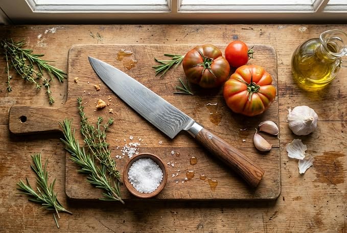 Damascus Chef Knife 8 Inch, Professional Kitchen Knife with VG10 Steel Core 67 Layers, Full Tang Cooking Knife with Ergonomic Walnut Handle, Gift Box Included