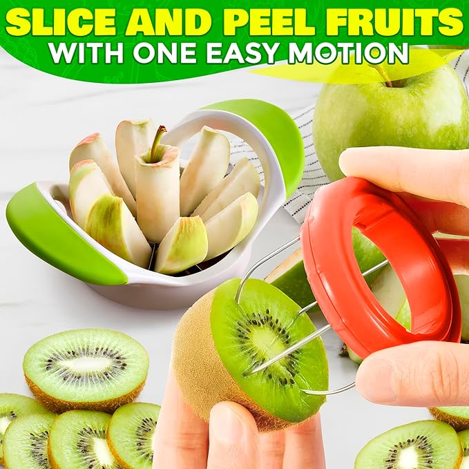 9 Pcs Fruit Slicer Set – Pineapple Corer and Slicer, Watermelon Cutter, Strawberry Huller, Apple Cutter, Avocado, Kiwi Tool and More – Stainless Steel Fruit Cutting Tools for Summer Parties and BBQs