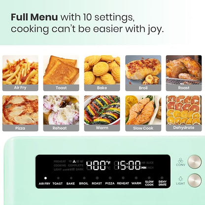 VAL CUCINA Retro 26.3 QT Infrared Heating Air Fryer Toaster Oven, Large Countertop Convection Oven 10-in-1 Combo, 6-Slice Toast, Enamel Baking Pan Easy Clean with Recipe Book