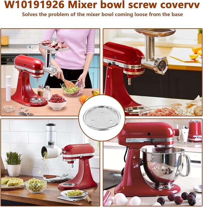 Showingo W10191926 Mixer Bowl Screw Cap Replacement for Whirlpool KitchenAid Kenmore Mixer Base Plate Replacement Part 4163032 WPW10191926 AP6016640 4161126 4161127 4161128 4161158(2 Packs）