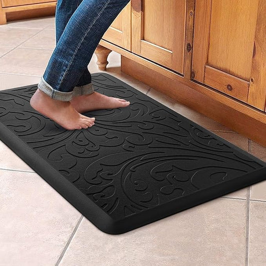 KMAT Kitchen Mat Cushioned Anti-Fatigue Waterproof Non-Slip Standing Mat Ergonomic Comfort Rug for Home,Office,Sink,Laundry,Desk 17.3" (W) x 28"(L),Black