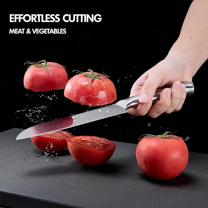 SHI BA ZI ZUO Santoku knife and fruit knife, 2-piece professional kitchen knife set Chef's knife with ergonomic stainless steel handle for kitchen