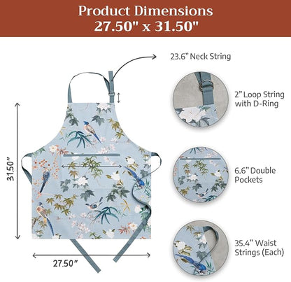 Maison d' Hermine 100% Cotton Apron for women with Pocket Kitchen Chef Apron for Men Cooking Spring Summer