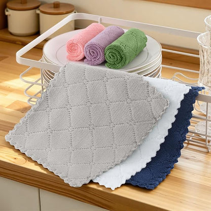 Homaxy Coral Velvet Super Soft Dish Cloths 18 Pack-7" x 9", Nonstick Oil Fast Dry Microfiber Cleaning Cloth,