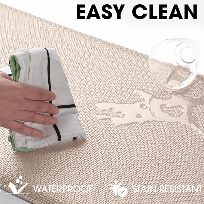 Mattitude Kitchen Mat Cushioned Anti-Fatigue Floor Mat Water Resistant Non-Slip Mats and Rugs Standing and Comfort Desk Mats for House Sink Office Laundry (Beige, 17.3"x28")