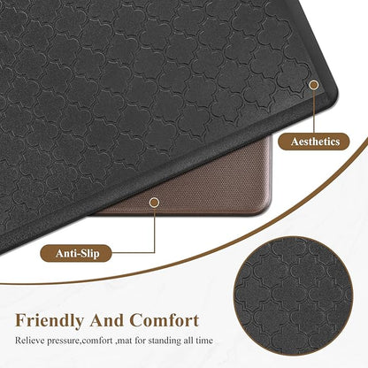 HEBE Anti Fatigue Comfort Mats for Kitchen Standing Desk Thick Cushioned Floor Mat Waterproof Rug Runner Heavy Duty Pad,17.3''x28'', Black