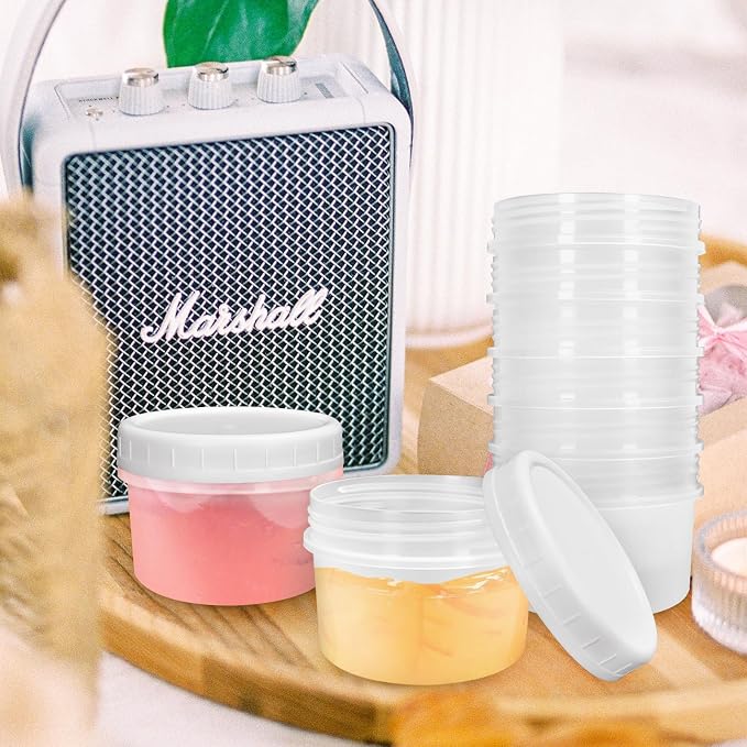 10 Pack 4oz Reusable Small Plastic Containers with Screw Lids, Small Food Storage Freezer Containers, Stackable Food Storage Jars, Sauce Condiment Jars Lunch Box Accessories
