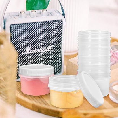 10 Pack 4oz Reusable Small Plastic Containers with Screw Lids, Small Food Storage Freezer Containers, Stackable Food Storage Jars, Sauce Condiment Jars Lunch Box Accessories