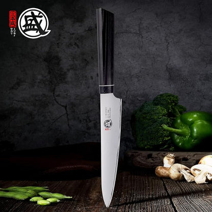 MITSUMOTO SAKARI 5.5 Inch Japanese Paring Knife, Hand Forged VG-10 Steel, Precision Fruit & Vegetable Cutter with G10 Handle (Sandalwood Box Included)