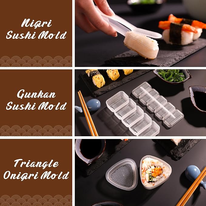 Delamu Sushi Making Kit, 22 in 1 Sushi Kit for Beginners/Pros Sushi Makers, with Bamboo Sushi Mats, Sushi Rolling Tube, Onigiri Mold, Rice Paddle, Sushi Knife, Guide Book & More