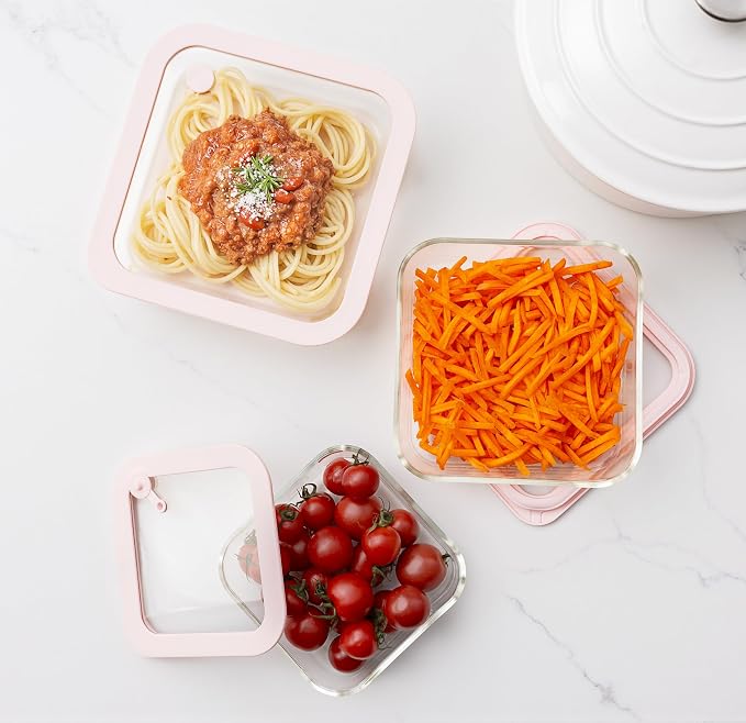 Urban Green Glass Food Container Set with Silicone Glass Lid, 3 Pack, Square Shape, Airtight, LeakProof, 100% Plastic Free, Meal Prep Food Storage Containers