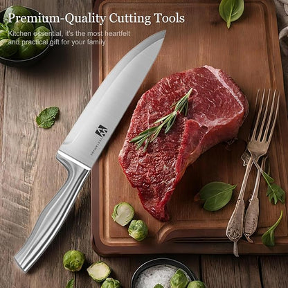 Knife Block Set, Razor-Sharp Kitchen Knife Set, Stainless Steel Knife Set with Block, 14 Pieces Knives Set for Kitchen, Black Chef Knife Sets, Dishwasher Safe, Gifts for Men