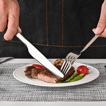 KINGSTONE Forged 30-Piece Silverware Set, 18/10 Stainless Steel Flatware Cutlery Set for 6, Mirror Finish Utensils Set,Dishwasher Safe (Silver)