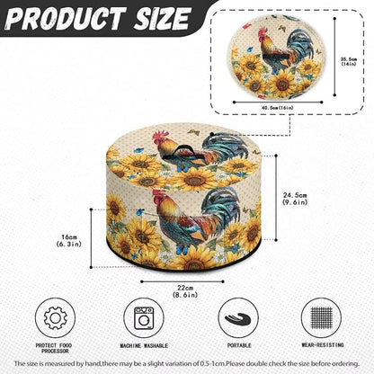 Sunflower Rooster Slow Cooker Dust Cover Compatible with 6-8 qt Crock for Pot Daisies Small Kitchen Appliance Decor Dust Cover Butterflies