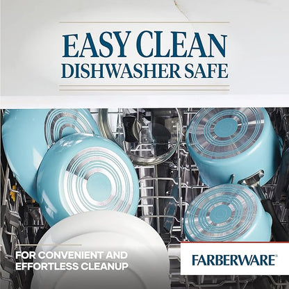 Farberware Cookstart DiamondMax Nonstick Frying Pans/Skillet Set, Dishwasher Safe, 8.25 Inch and 10 Inch, Aqua