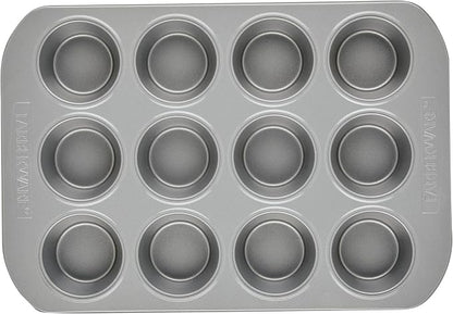 Farberware Bakeware Nonstick Muffin Pan, 12-Cup, Cupcake Baking Pan, Gray