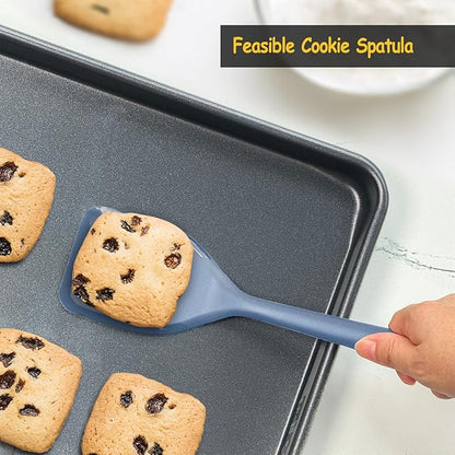 Silicone Spatula Set, 600°F Heat Resistant Silicone Spatula Turner Flipper for Cooking, Non Stick and Non Scratch Kitchen Utensils for Eggs & Pancakes, 4 Pack,Starry Blue