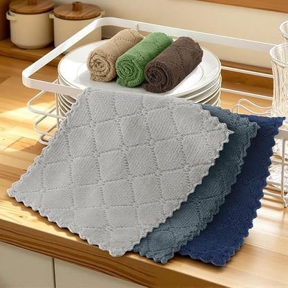 Homaxy Kitchen Dish Cloths-12 Pack-7" x 9", Super Soft and Absorbent Dish Towels, Nonstick Oil Fast Drying Microfiber Cleaning Cloth