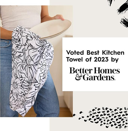 GEOMETRY Bar Towels for Kitchen - Spring & Summer Collection - Premium Towels for Cleaning Dishes & Glassware - Absorbent & Fast Drying Kitchen Towels - Soft Floral, 12" x 14" - 1-Piece