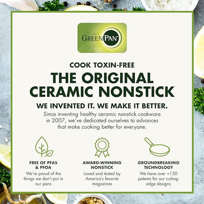 GreenPan Canterbury 10 Piece Cookware Pot and Pans Set, Hard Anodized PFAS-Free Healthy Ceramic Nonstick, Stainless Steel Handles, Versatile Cooking Essentials, Dishwasher & Oven Safe, Clay