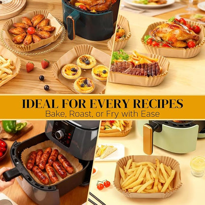 BYKITCHEN Small Air Fryer Disposable Paper Liners for 2 to 5QT Airfryer, Mini Air Fryer Parchment Paper Liners, Compatible with CHEFMAN 2 QT, Cosori 2.1 QT, Dash, Instant Pot Mini Airfryer