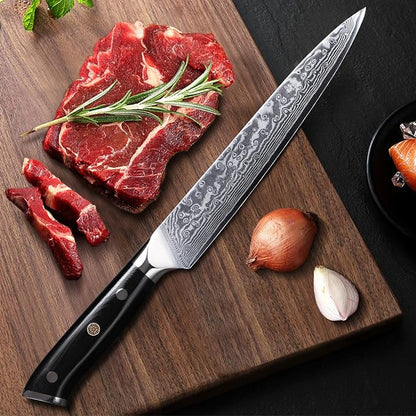TURWHO Professional Sashimi Knives 8 Inch - Slicing Knife Classic Damascus Japanese VG-10 Steel Kitchen Chef Knife