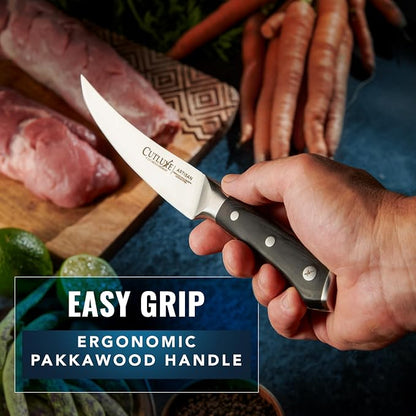 Cutluxe Curved Boning Knife – 6" Boning Knife for Meat Cutting, Filleting – High Carbon German Steel, Full Tang & Ergonomic Handle Design – Artisan Series