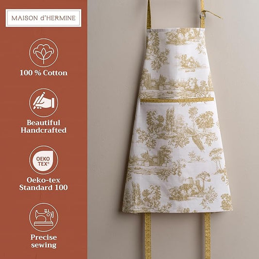 Maison d' Hermine 100% Cotton Apron for women with Pocket Kitchen Chef Apron for Men Cooking Spring Summer