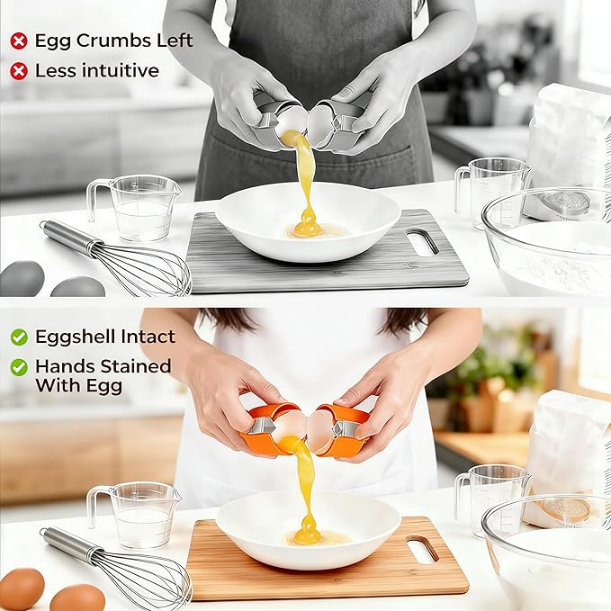 Stainless Steel Egg Shell Opener Multifunctional Egg Cracker Tool for Raw & Hard-Boiled Eggs, Handheld Kitchen Gadget for Easy Peeling & Separating (3 Pieces)