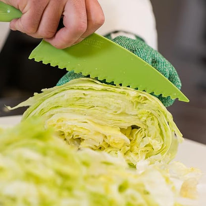 San Jamar Lettuce Knife Plastic Knife with Serrated Edge for Kitchens and Restaurants, Nylon, 0.5 X 4.25 X 15.5 Inches, Green (Pack of 3)