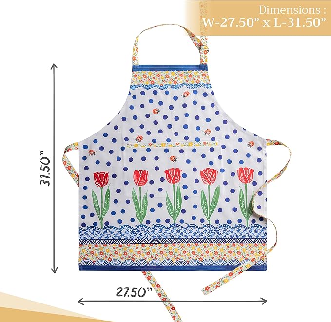 Maison d' Hermine 100% Cotton Apron for women with Pocket Kitchen Chef Apron for Men Cooking Spring Summer