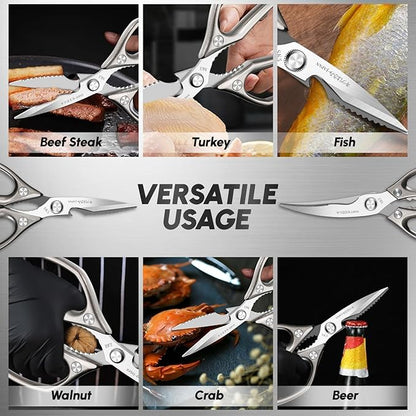 SSGP Kitchen Shears Set, All Purpose Heavy Duty Poultry Shears, Sharp Japanese Meat Scissors, Dishwash Safe Stainless Steel Kitchen Scissors for Food, Chicken Bones, Turkey, Cooking Gifts for Men Dad