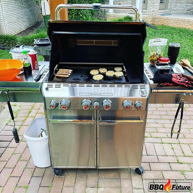 Full Size Griddle Insert for Weber Summit 400 Series E/S 450 440 460 470 Gas Grills With Smoker Box, Heavy Duty Flat Top with Spatula Set for Weber Grill Replacement Parts 67550
