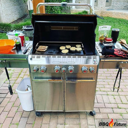 Full Size Griddle Insert for Weber Summit 400 Series E/S 450 440 460 470 Gas Grills With Smoker Box, Heavy Duty Flat Top with Spatula Set for Weber Grill Replacement Parts 67550