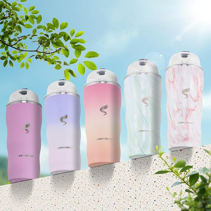 20Oz Insulated Tumbler With Straw And Lid, Stainless Steel Coffee Cup, Double Wall Vacuum Travel Mug,Spill proof Iced Coffee Tumbler, Beach tumbler, Cherry Blossom
