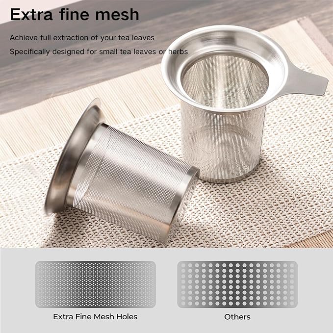 Gute 2 Pack Tea Infusers for Loose Tea, Food Grade Silicone and 304 Stainless Steel Extra Fine Mesh Tea Strainer for Tea, Coffee, Teapots, Mugs