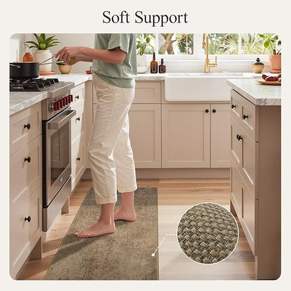 GENIMO Kitchen Mats for Floor 2PCS, Washable Absorbent Runner Rugs for Kitchen, 20"x48"+20"x32", Cushioned Non Slip Kitchen Rugs for Kitchen Floor, Standing Mat Rug for Home, Sink, Laundry, Jute