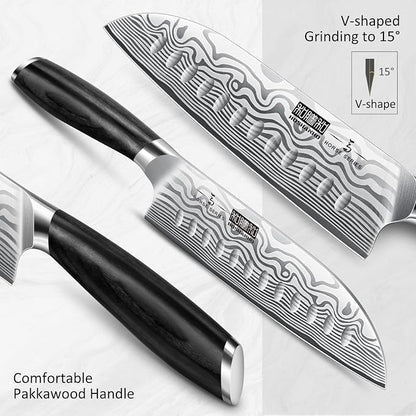 HOSHANHO 7 Inch Santoku Knife, Ultra Sharp Japanese High Carbon Powder Steel Kitchen Knife, Professional Chefs Knife with Ergonomic Handle