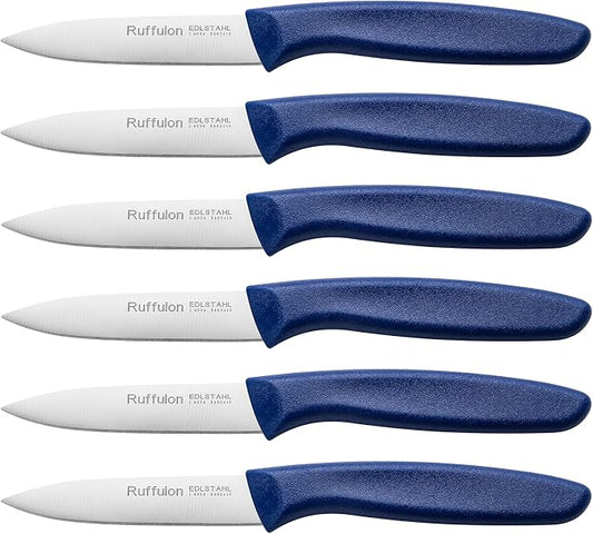 Paring Knife Fruit Knife Set (6 Pieces), Ultra Sharp Stainless Steel Vegetable and Fruit Knife with PP Plastic Ergonomic Handle for Cutting Fruits and Vegetables,Blue