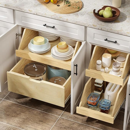LOVMOR Pull Out Cabinet Organizer High Drawer 22½” W x 21”D Hard Close Slide Out Shelves Cabinet Storage and Organizer with Full Extension Rail Slides Pull Out Drawer for Kitchen Cabinets & Pantry
