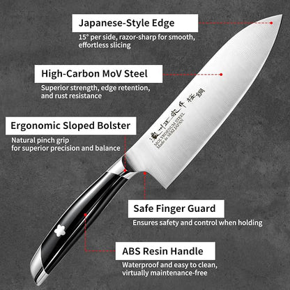 6.7 Inch Santoku Knife, Made in Japan, Ultra Sharp AUS-8 High Carbon Stainless Steel Japanese Chef Knife with Ergonomic Sakura Handle, Kitchen Knife Gifts for Women Men